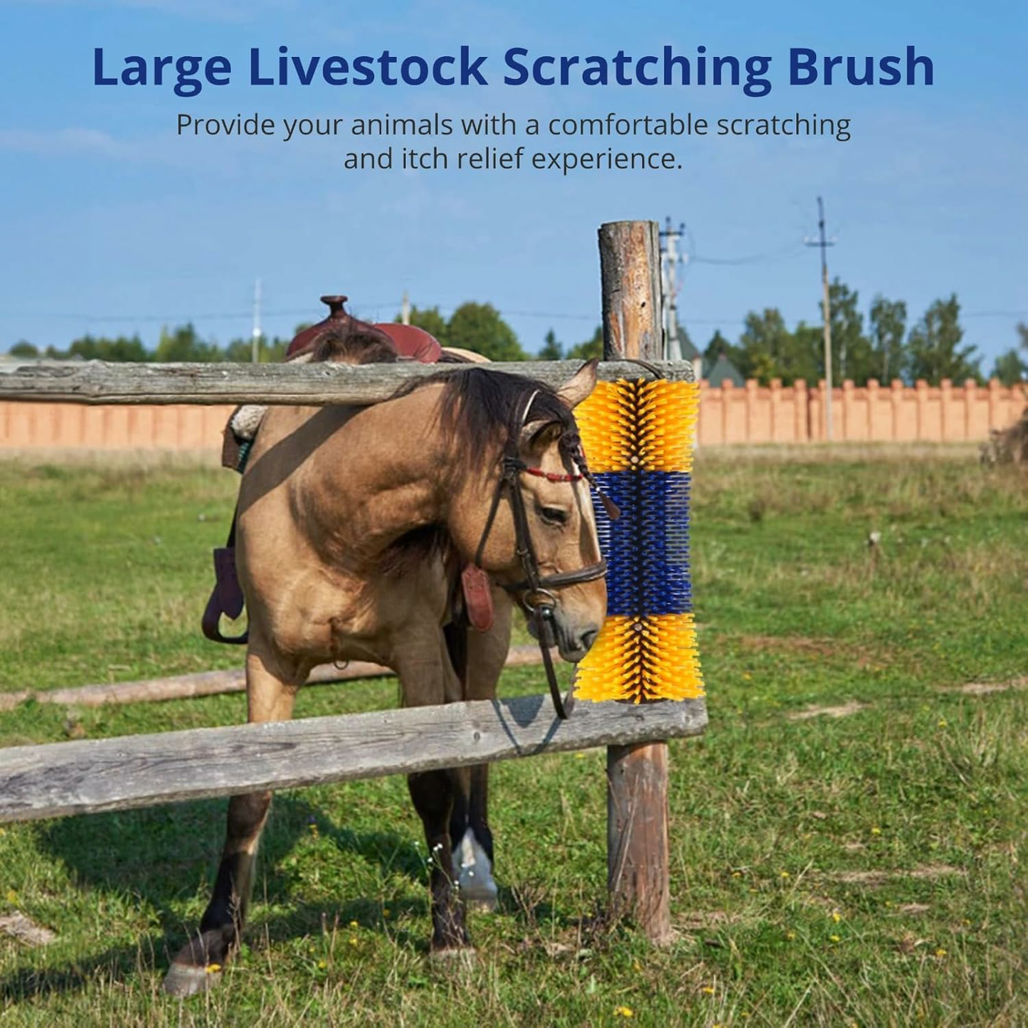 4 Pack Livestock Scratch Brush with Screws, Horse Scratching Post Goat Scratcher Brushes, Full Massage Grooming Brush