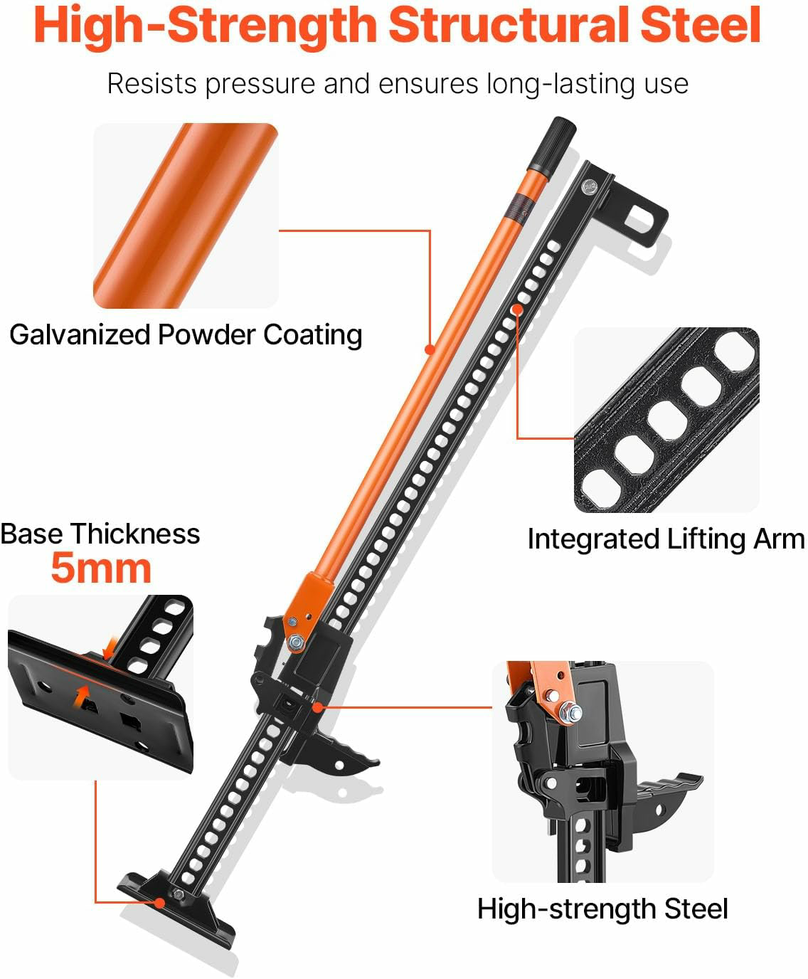 48 inch Utility High Lift, 7000 lbs Capacity Ratcheting Off Road Jeep Jack, Heavy