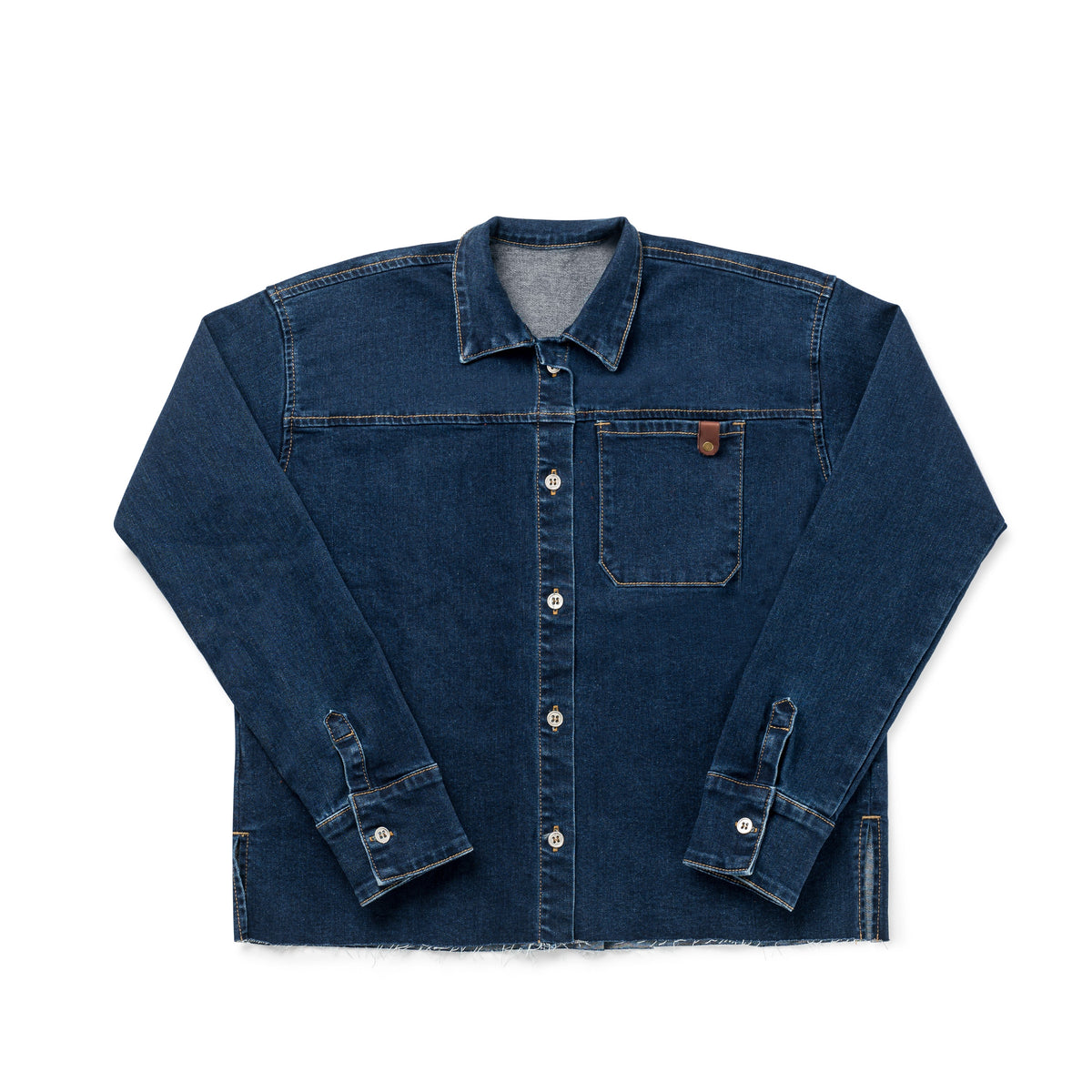 Birnham on the Sea Pleat detail denim shirt