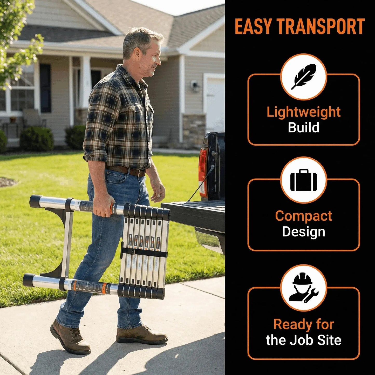 Telescoping Ladder,Quick Folding Aluminum Extension Ladder
