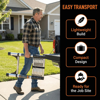 Telescoping Ladder,Quick Folding Aluminum Extension Ladder