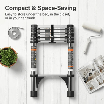 Telescoping Ladder,Quick Folding Aluminum Extension Ladder