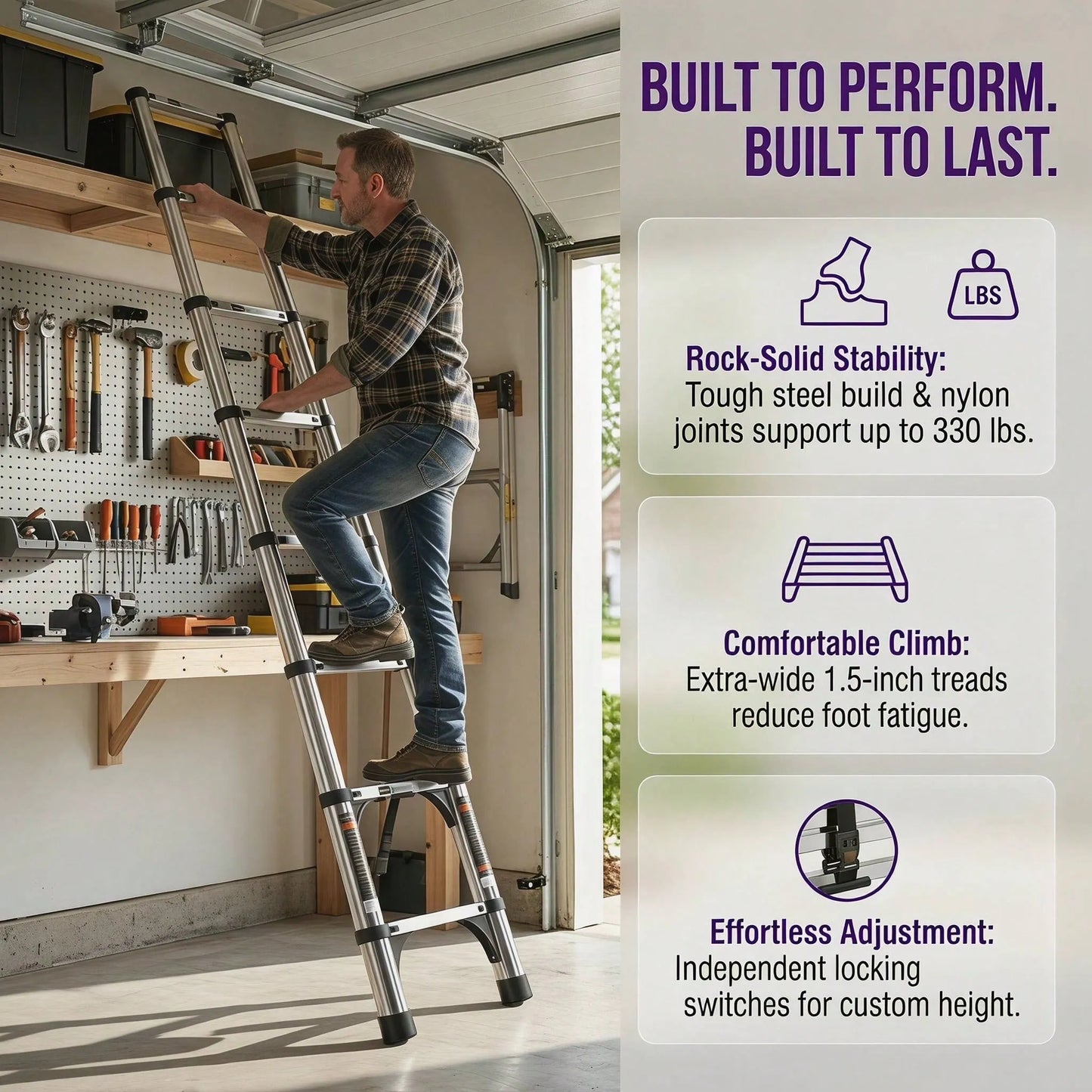 Telescoping Ladder,Quick Folding Aluminum Extension Ladder