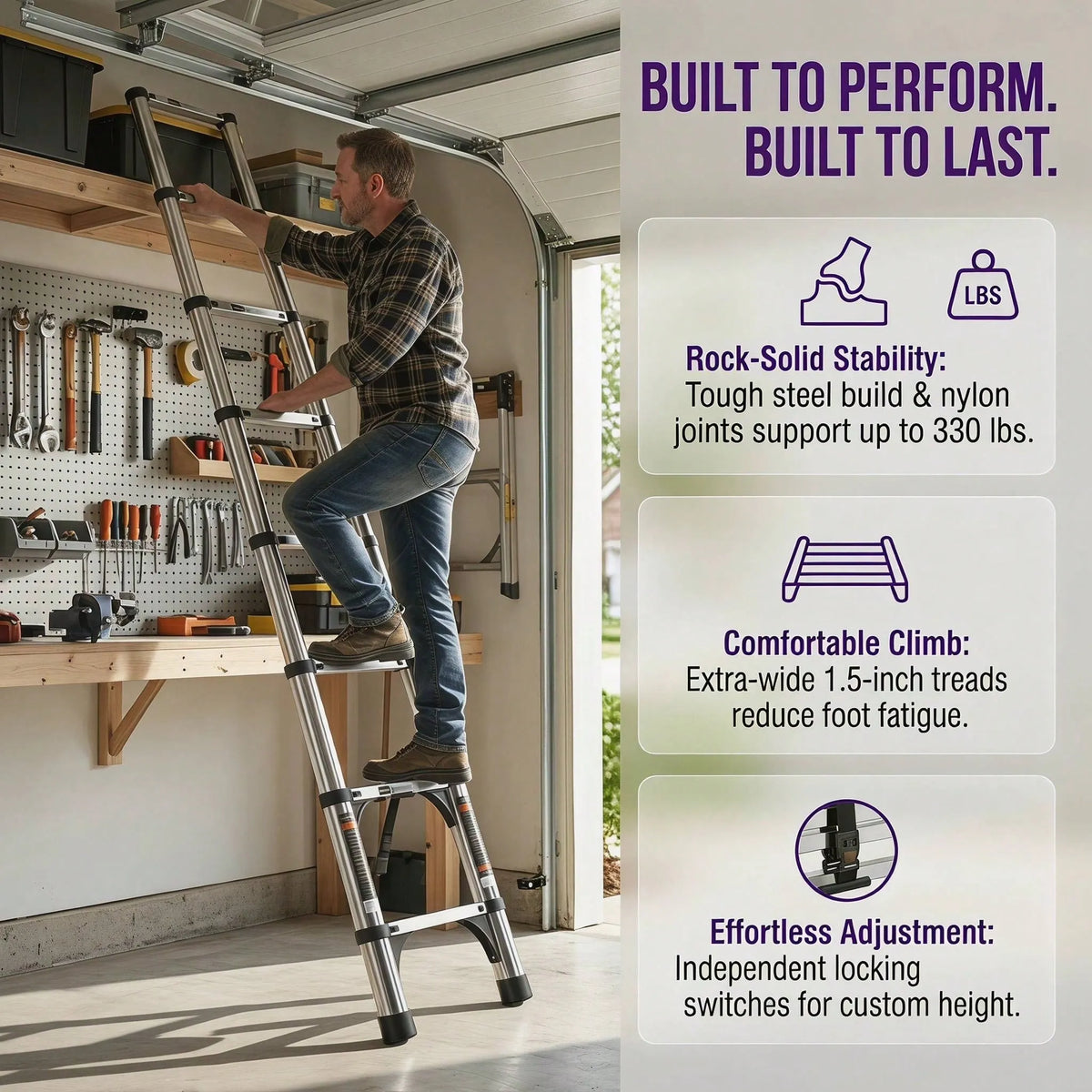 Telescoping Ladder,Quick Folding Aluminum Extension Ladder
