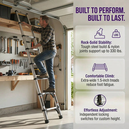 Telescoping Ladder,Quick Folding Aluminum Extension Ladder