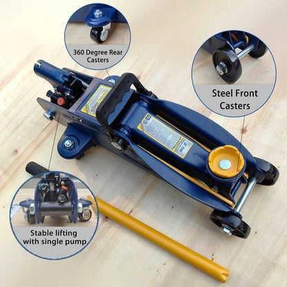2 Ton Low Profile Hydraulic Floor Jack, 4000 Lbs Trolley Jack With Single Piston Pump, 5-1/8"–13" Lifting Range, Heavy Duty Steel Car Jack