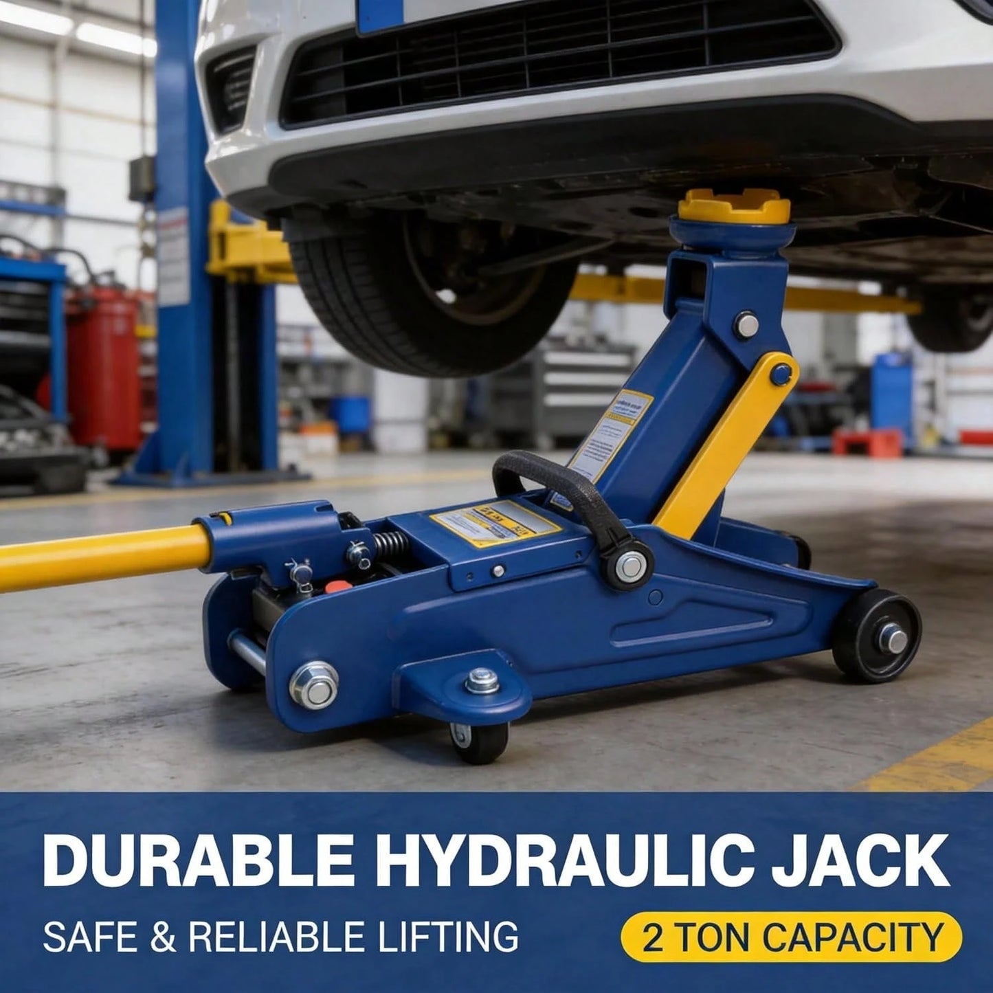 2 Ton Low Profile Hydraulic Floor Jack, 4000 Lbs Trolley Jack With Single Piston Pump, 5-1/8"–13" Lifting Range, Heavy Duty Steel Car Jack