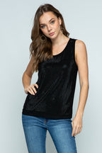 Black Crystal Embellished Sleeveless Top