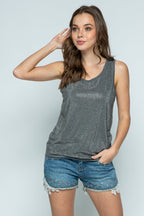 Charcoal Crystal Embellished Sleeveless Top