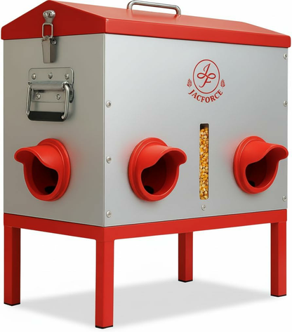 Automatic Chicken Feeder 40lb – Large Metal Poultry Feeder with 6 Ports