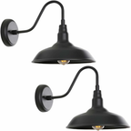 10in Dome Outdoor Barn Light with Wall Mount 2 Pack Black Exterior Gooseneck Lights