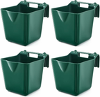 4 Pack 15 Quart Horse Feeders for Stall Hook Over Hanging Fence Hay Feeder Mountable Livestock Plastic Feed Bucket