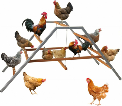 Chicken Perch with Swing, Chicken Roosting Bars for Coop Accessories, Wooden Ladder for Chickens' Health and Happiness