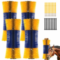 4 Pack Livestock Scratch Brush with Screws, Horse Scratching Post Goat Scratcher Brushes, Full Massage Grooming Brush