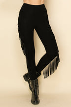 Black Swirl Fringe Skinny Leggings