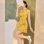 Cheongsam Dress with Jacquard Pattern - Elegant Slim Fit Qipao