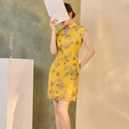 Cheongsam Dress with Jacquard Pattern - Elegant Slim Fit Qipao