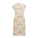 Cheongsam Dress with Embroidery Slim Fit Long Qipao Micro Elasticity