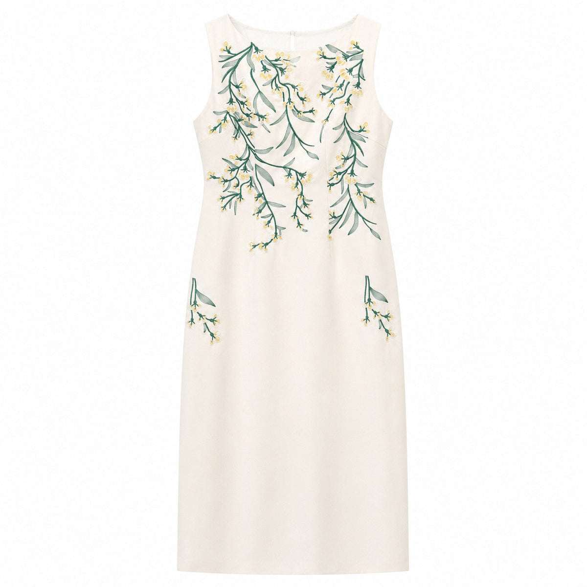 Chinese Style Sleeveless Qipao Dress with Embroidery, Slim Fit Midi Long Cheongsam