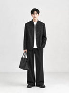 Chinese Style Stand Collar Men's Wedding Suit Jacket & Pants