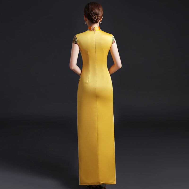 Auspicious Pattern Brocade Traditional Cheongsam Chinese Evening Dress