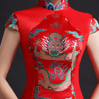 Auspicious Pattern Brocade Traditional Cheongsam Chinese Evening Dress