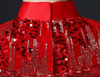 Floral Applique Brocade Mermaid Chinese Prom Dress with Sequins Tassels