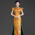 Elegant Chinese-Style Qipao with Train | Evening Gown for Runway,