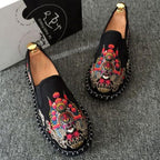 Beijing Opera Facial Mask Embroidery Traditional Chinese Casual Shoes Loafers