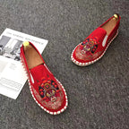 Beijing Opera Facial Mask Embroidery Traditional Chinese Casual Shoes Loafers