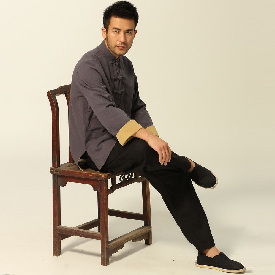 100% Cotton Reversible Chinese Style Kung Fu Jacket with Turned Cuff