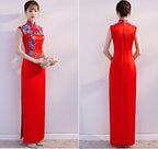 Blue & White Porcelain Embroidery Brocade Cheongsam Chinese Dress
