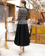 3/4 Sleeve Floral Watered Gauze Cheongsam Top Retro Chinese Blouse