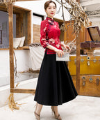 3/4 Sleeve Floral Watered Gauze Cheongsam Top Elegant Chinese Blouse