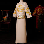 Dragon & Auspicious Embroidery Traditional Chinese Groom Suit Tunic Suit