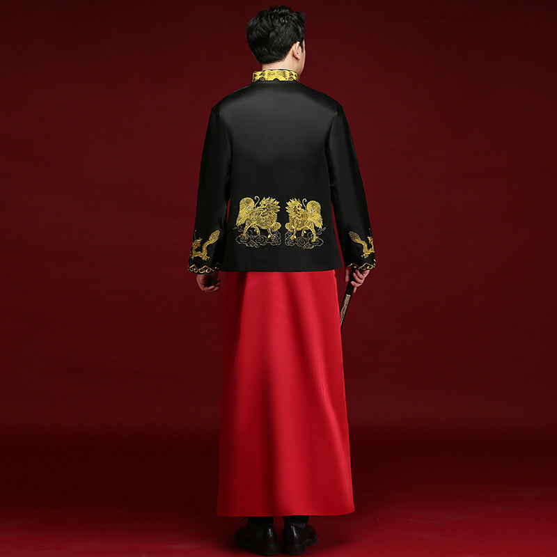 Dragon & Phoenix Embroidery Brocade Traditional Chinese Groom Suit