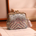 Auspicious Clouds Pattern Multi-Level Brocade Chinese Purse Wallet