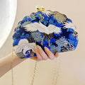 Chinese Style Shell-shaped Crane Pattern Evening Bag with Pearl Handle
