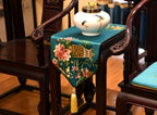 Floral Embroidery Brocade Oriental Table Runner Table Cloth