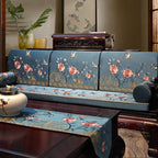 Bird & Floral Embroidery Brocade Traditional Chinese Seat Cushion