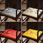 Bird & Floral Embroidery Brocade Traditional Chinese Seat Cushion