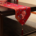 Bird & Floral Embroidery Brocade Oriental Table Runner Table Cloth