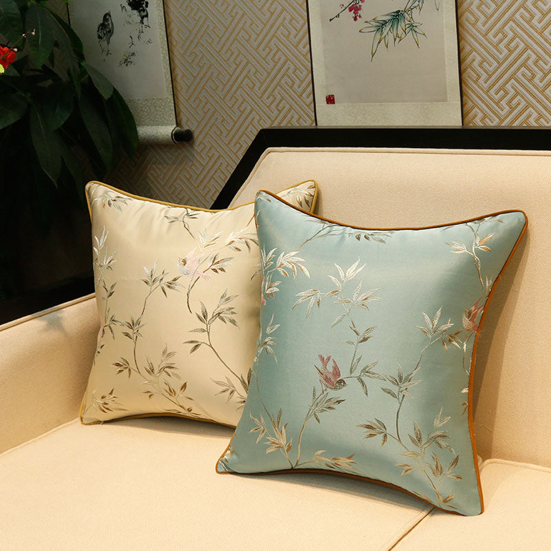 Bamboo Embroidery Brocade Traditional Chinese Cushion Cover Pillow Case