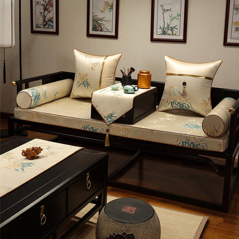 Bamboo Pattern Traditional Chinese Silk Cushion Covers