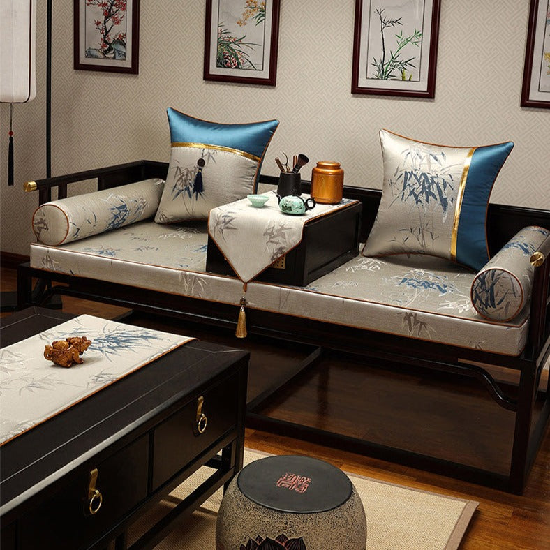 Bamboo Pattern Traditional Chinese Silk Cushion Covers