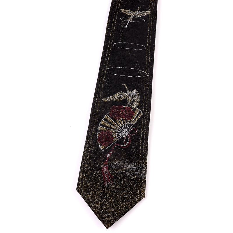 Crane Embroidery Oriental Style Gentleman Necktie