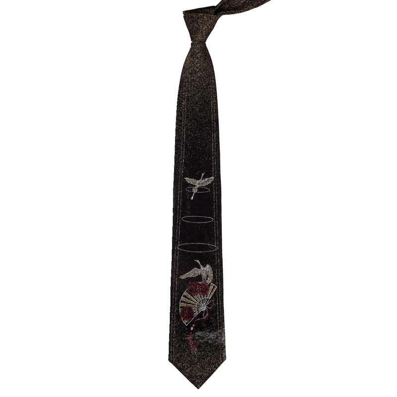 Crane Embroidery Oriental Style Gentleman Necktie