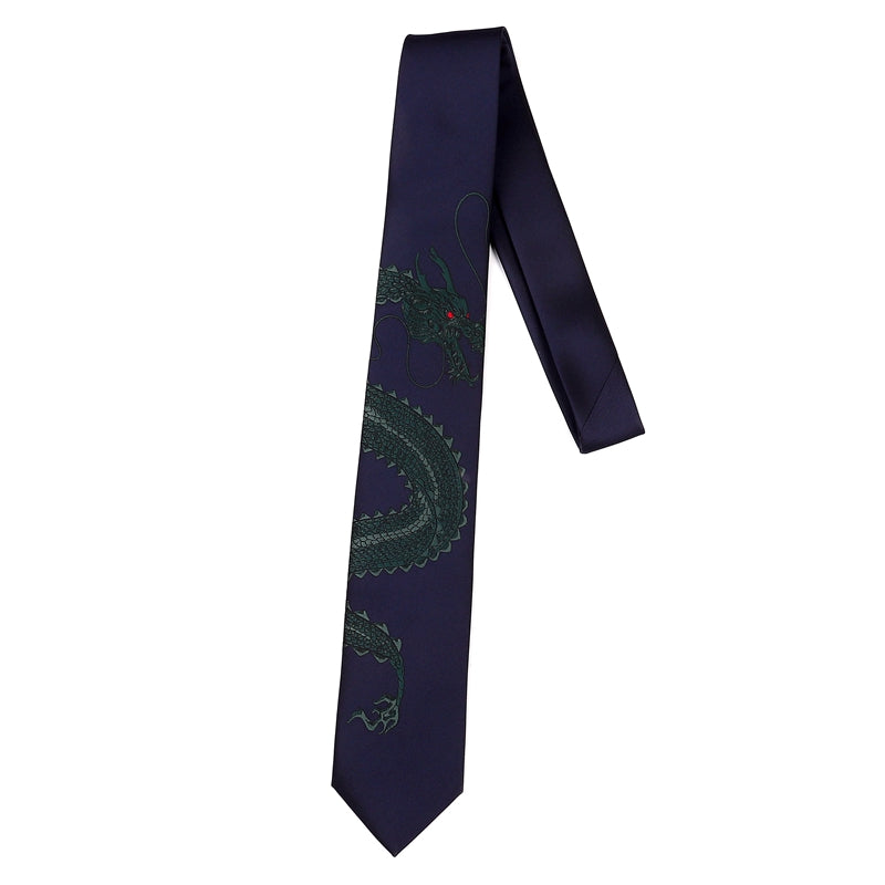 Dragon Embroidery Oriental Style Gentleman Necktie