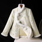 Chinese-Style Rabbit Fur Mandarin Collar Short Quilted Coat
