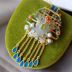Cloisonne with Tassels Pendant Gilding Necklace